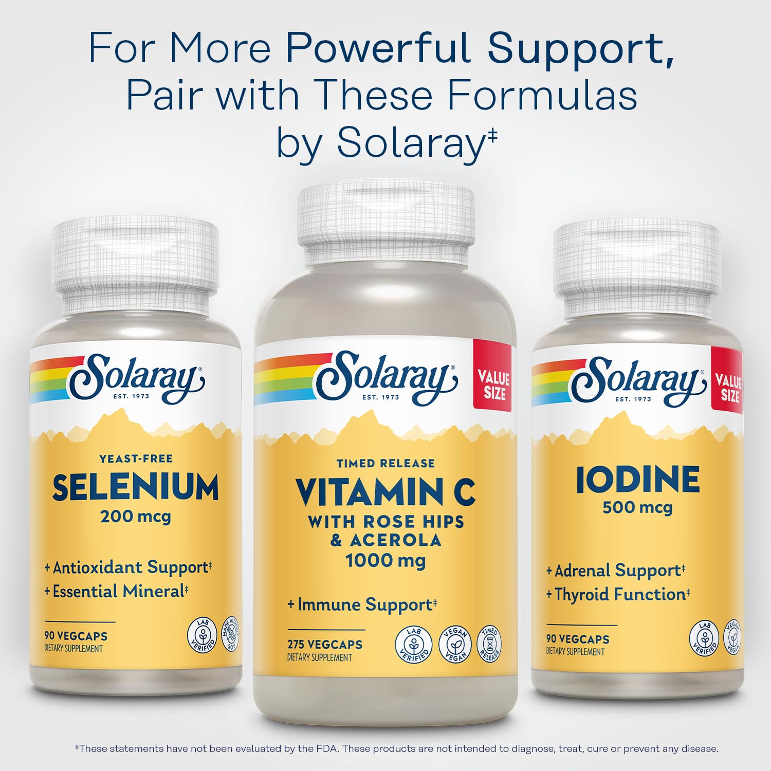 Vegan-friendly Solaray Selenium bottle with packaging