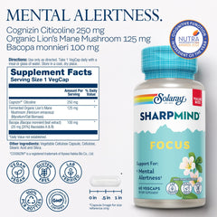 Close-up of Cognizin Citicoline and Bacopa Monnieri ingredients on label