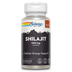 SOLARAY Shilajit 500 mg bottle for men with PrimaVie label