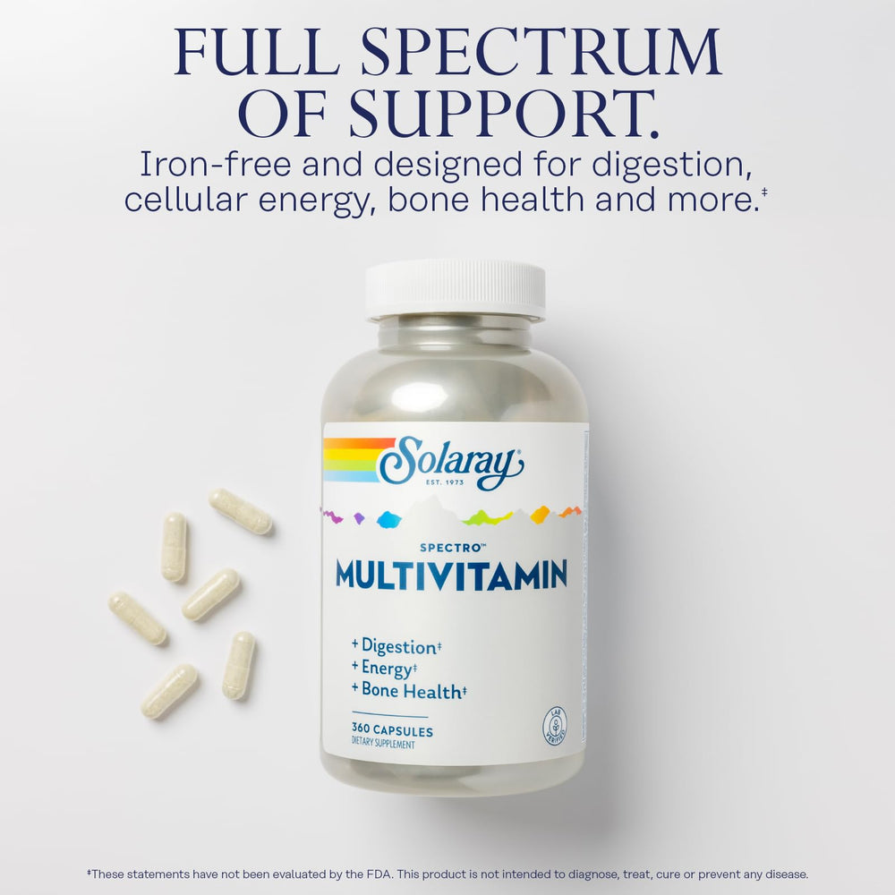 Spectro Multivitamin ingredients panel highlighting vitamins, minerals and enzymes