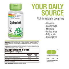 SOLARAY Spirulina 410mg bottle back label