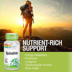 SOLARAY Spirulina 410mg label close-up