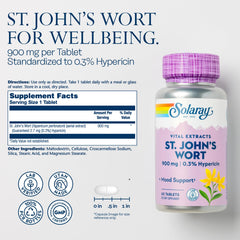 SOLARAY St. Johns Wort 900mg One Daily bottle back with supplement facts