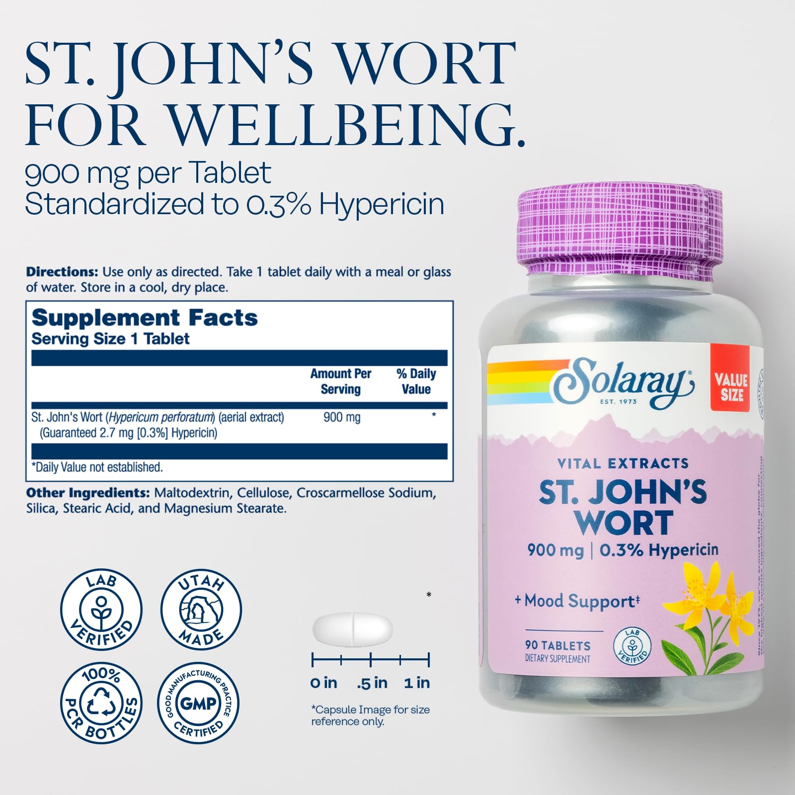 One daily 900mg St. Johns Wort tablet
