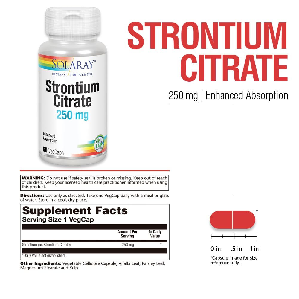 Vegan capsules of Solaray Strontium Citrate 250 mg