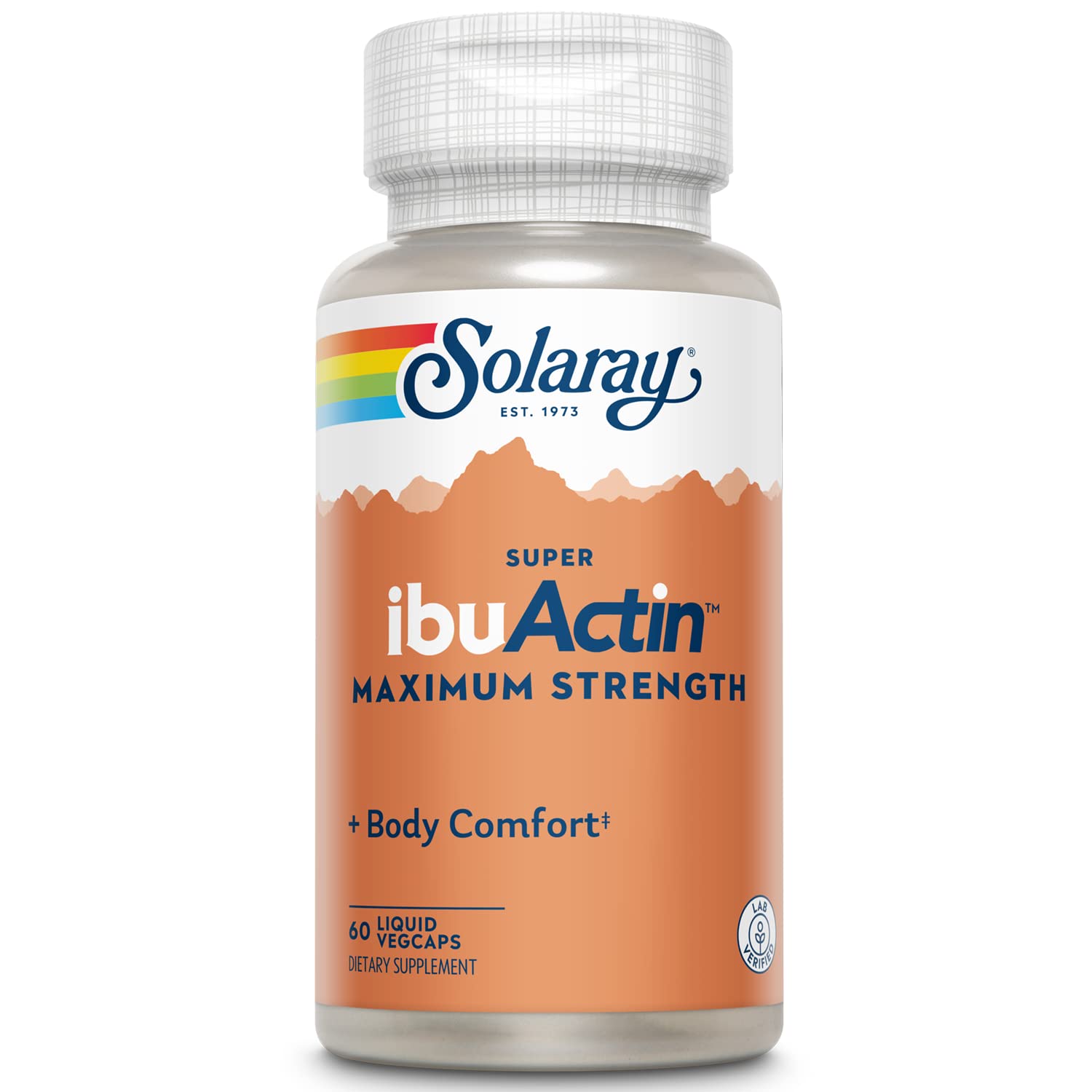 Front view of Solaray Super IbuActin 60 capsules bottle