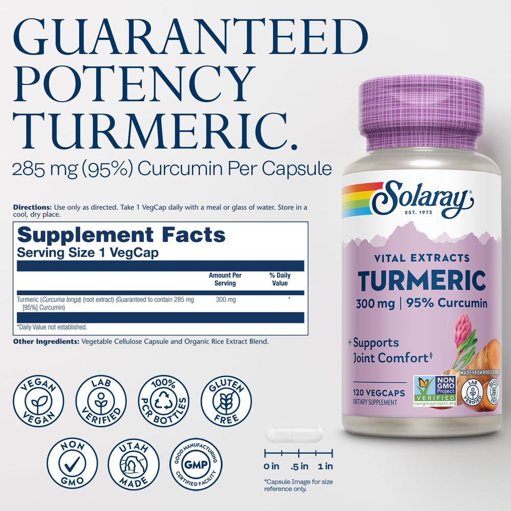 Close-up of SOLARAY Turmeric 300 mg bottle
