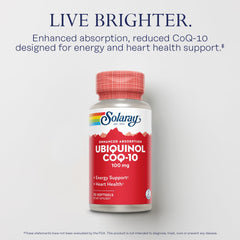Front label of SOLARAY Ubiquinol CoQ-10 bottle