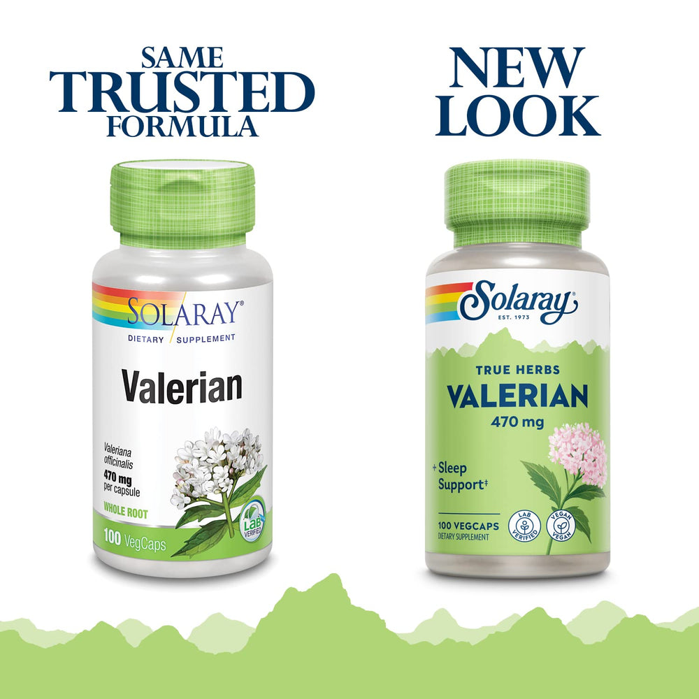 Valerian 470mg capsules in bottle