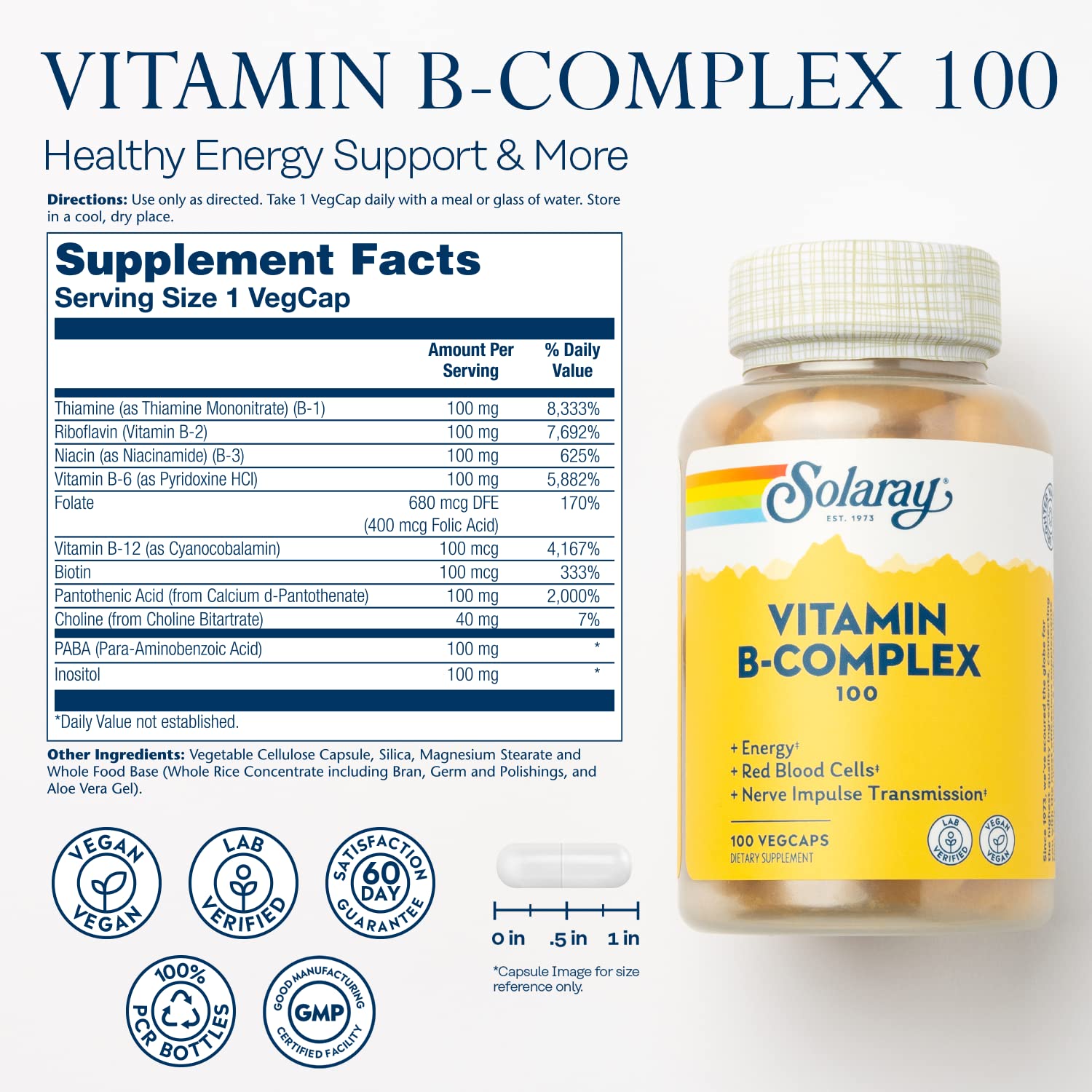 Close-up of SOLARAY Vitamin B Complex capsules