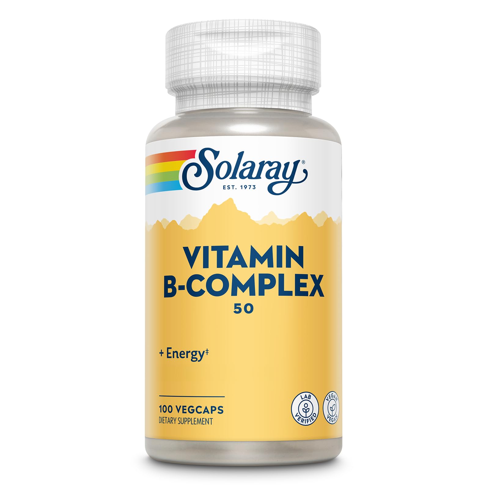 SOLARAY Vitamin B Complex 50 mg bottle with 100 vegan capsules