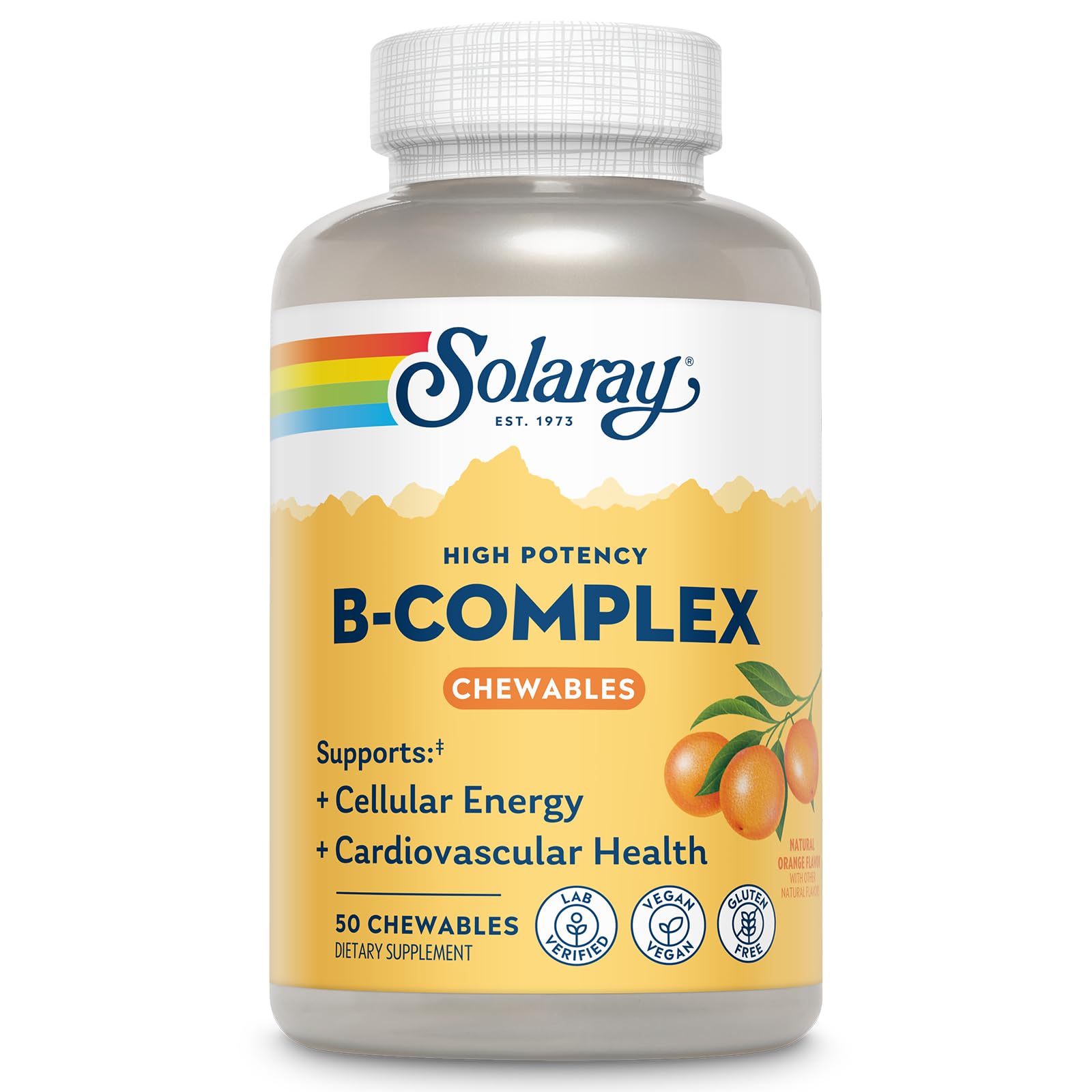 Solaray Vitamin B Complex Orange Chewables bottle label