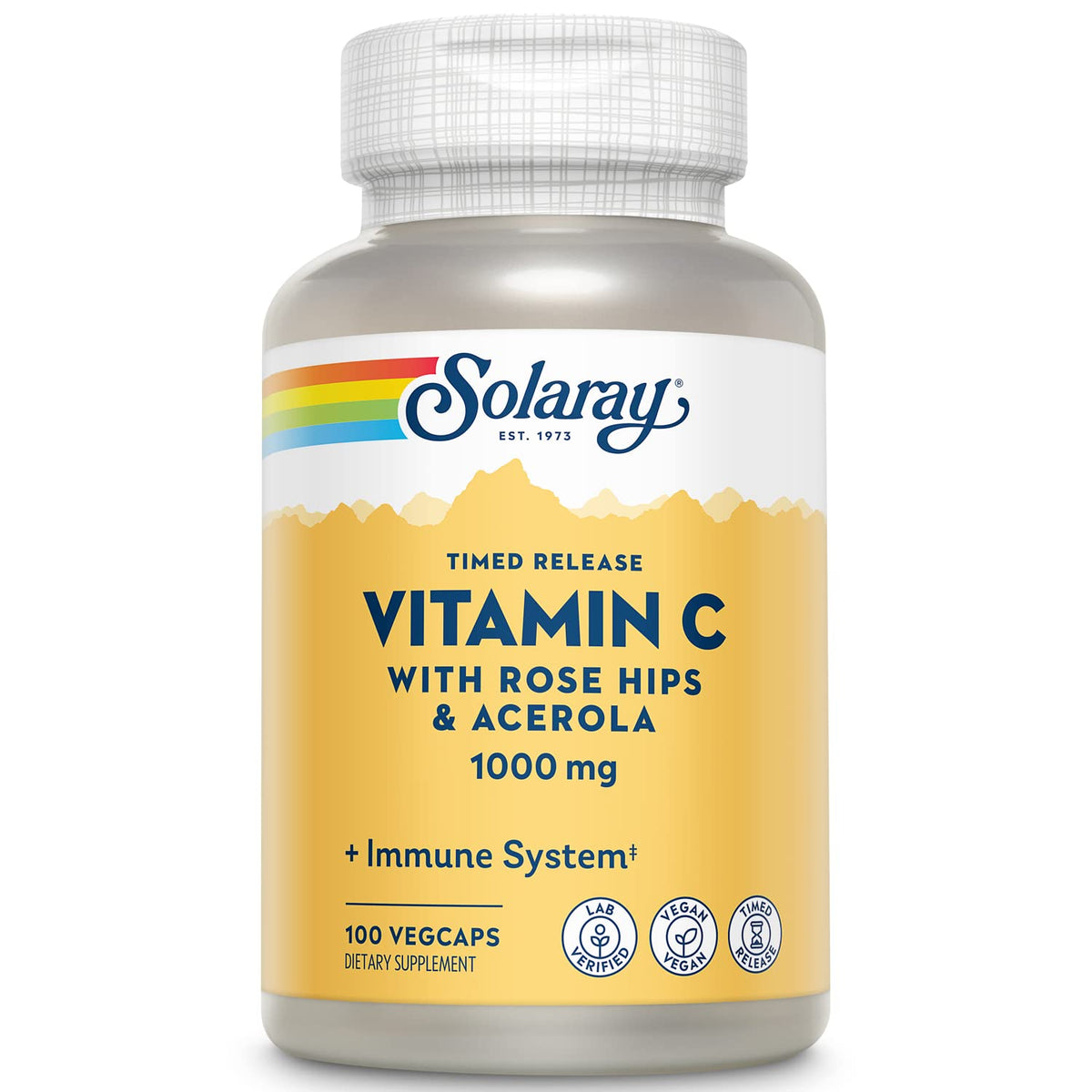 Solaray Vitamin C 1000mg Time Release vegan capsules bottle