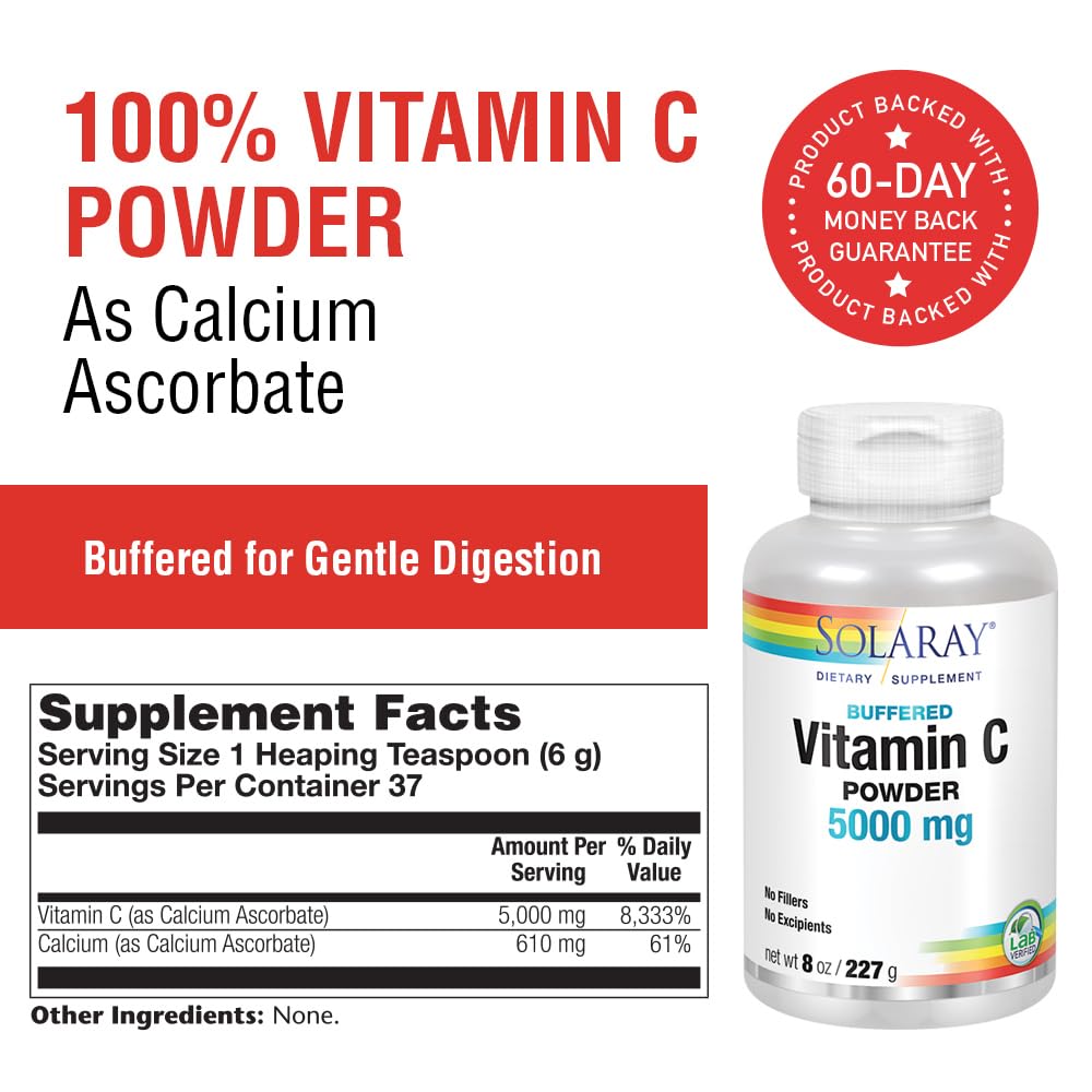 Close-up of calcium ascorbate on SOLARAY label