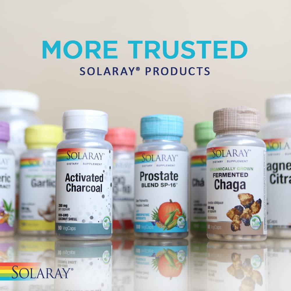 Non-GMO vegan lab verified icons on SOLARAY packaging