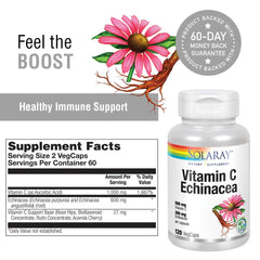 Label highlighting 300 mg Echinacea Root per capsule