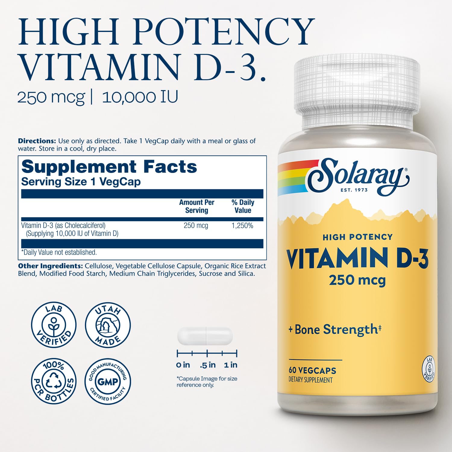 Vitamin D3 250mcg cholecalciferol vegetarian capsules