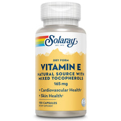 SOLARAY Vitamin E Dry 200 IU bottle with Mixed Tocopherols label