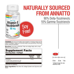 Close-up of SOLARAY Tocotrienols capsules in bottle