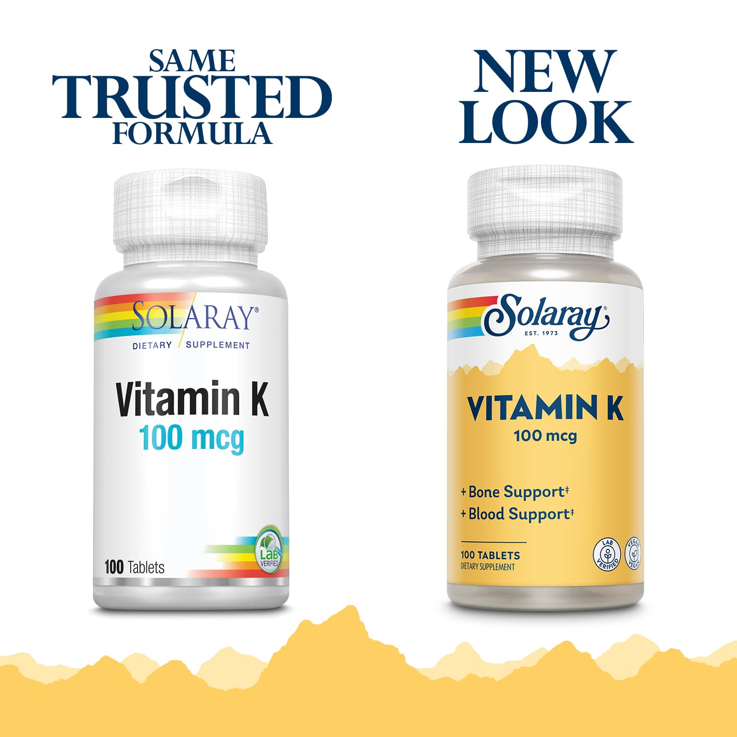 SOLARAY Vitamin K-1 100mcg bottle with packaging and tablets