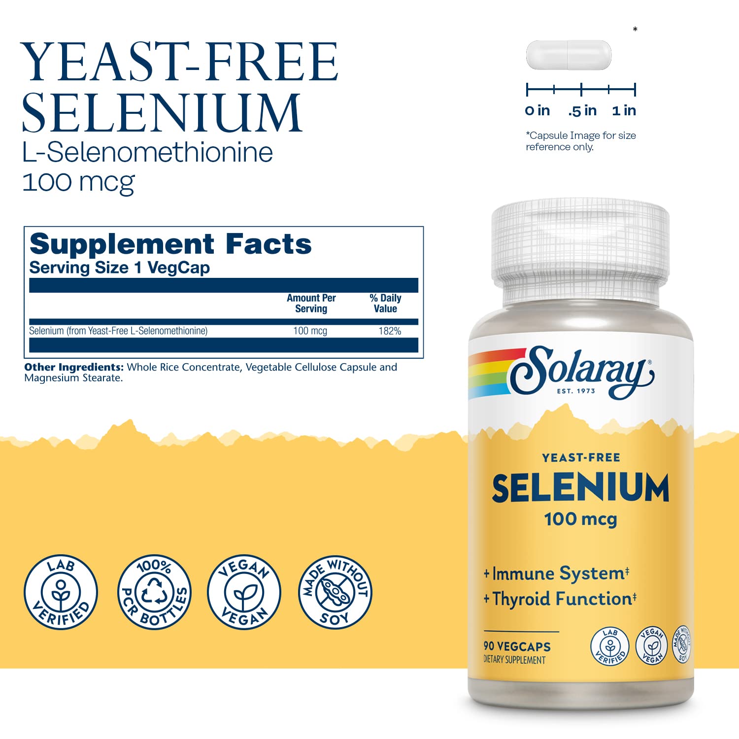 90-count vegetarian capsules packaging for Selenium supplement