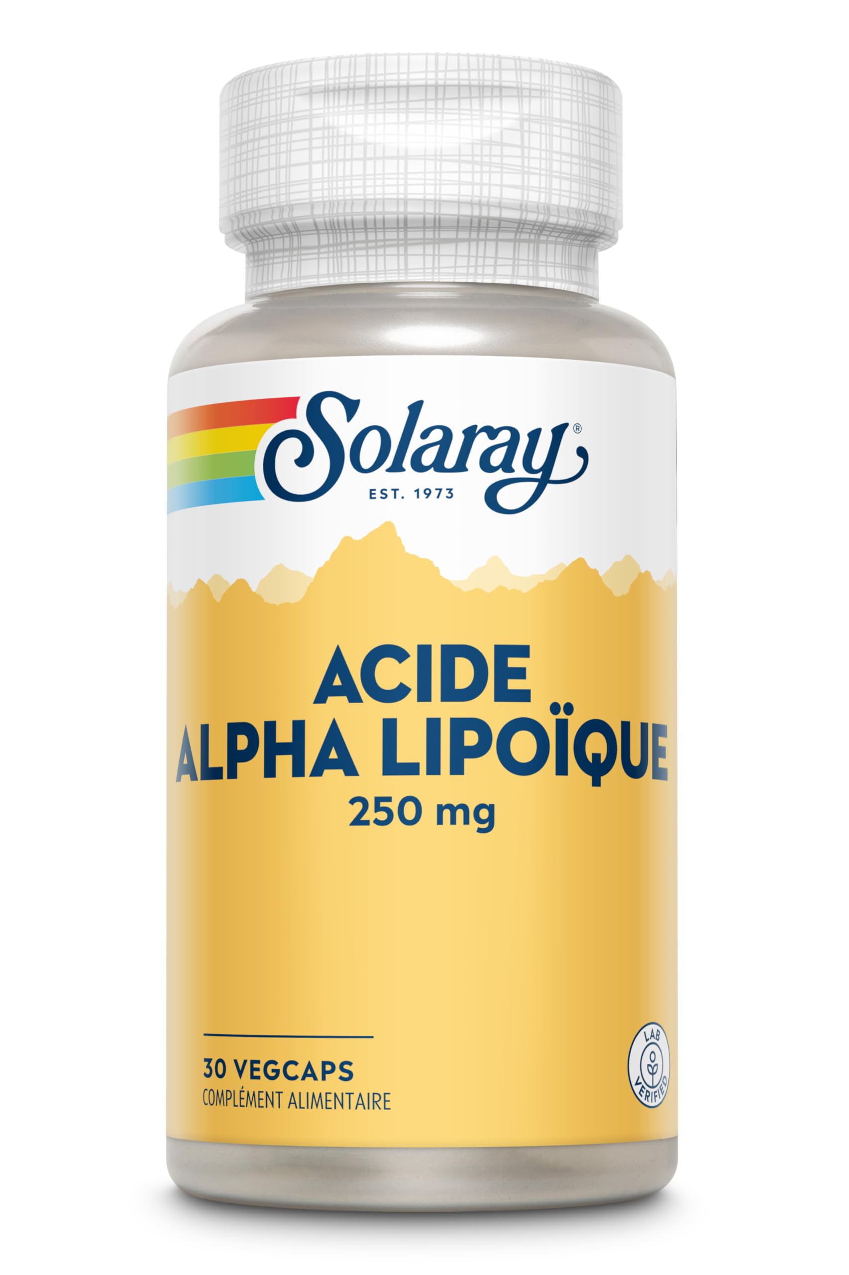 Supplement facts panel for SOLARAY Alpha Lipoic Acid