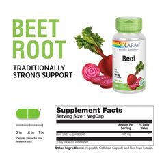 SOLARAY Beet Root 605mg capsules arranged in a row