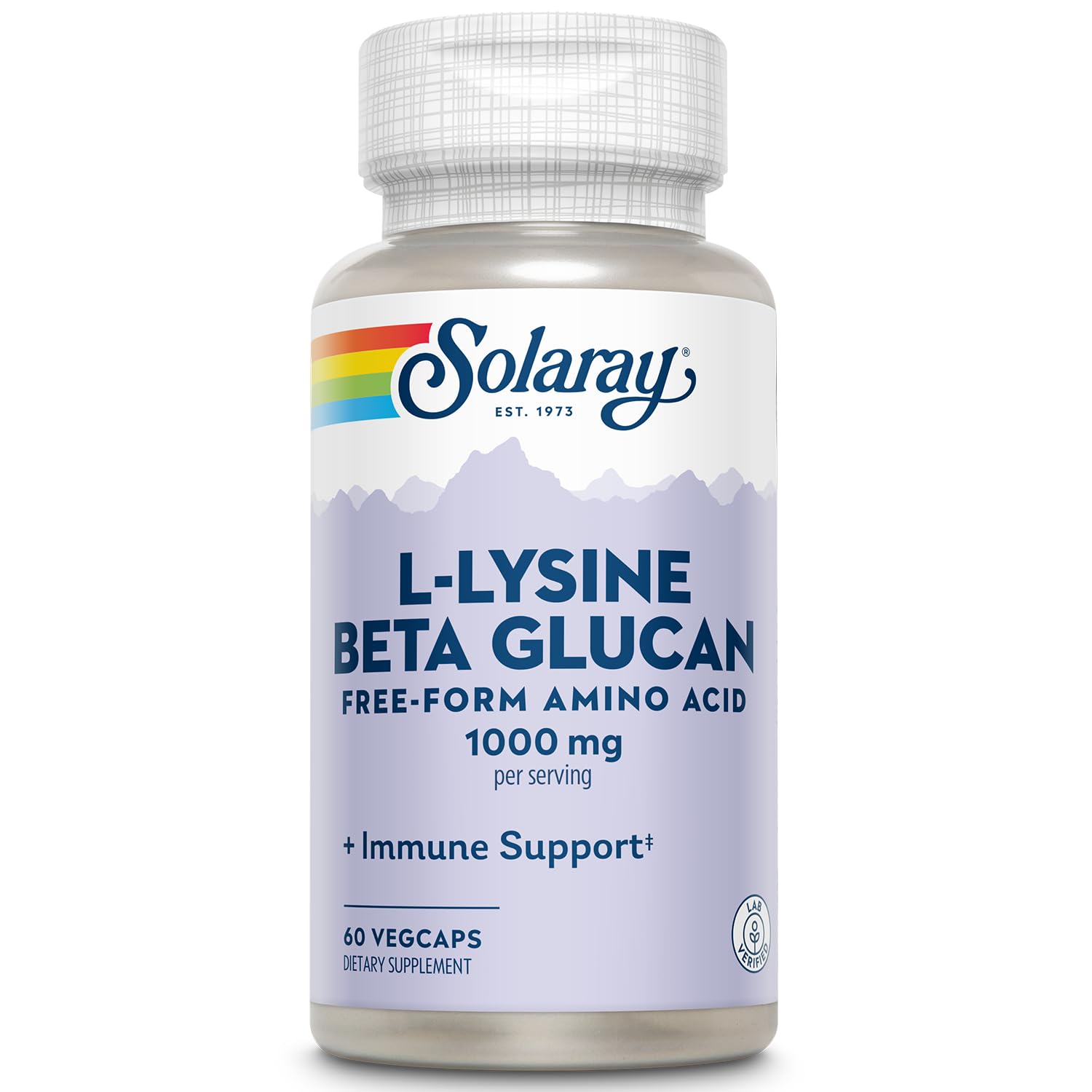 Solaray L-Lysine Beta Glucan 1000 mg Bottle, 60 VegCaps