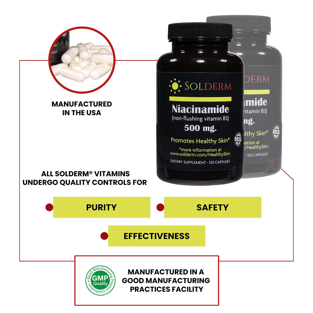 SOLDERM Niacinamide capsules inside the bottle