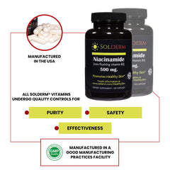 SOLDERM Niacinamide capsules inside the bottle