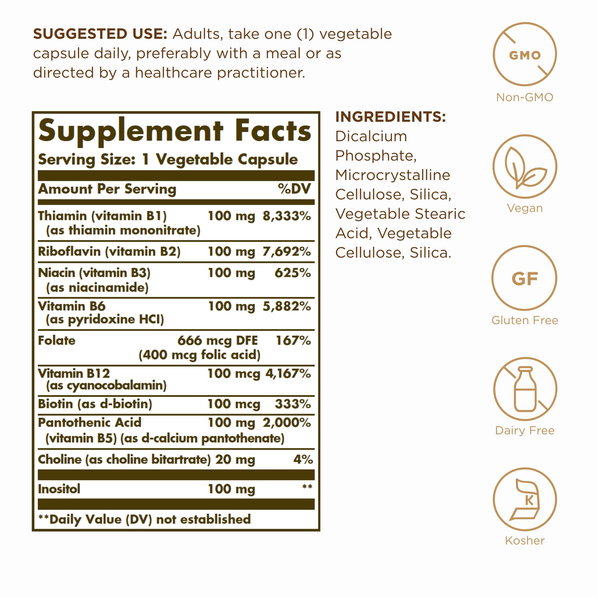 Solgar B-Complex 100 two-pack bottle side view