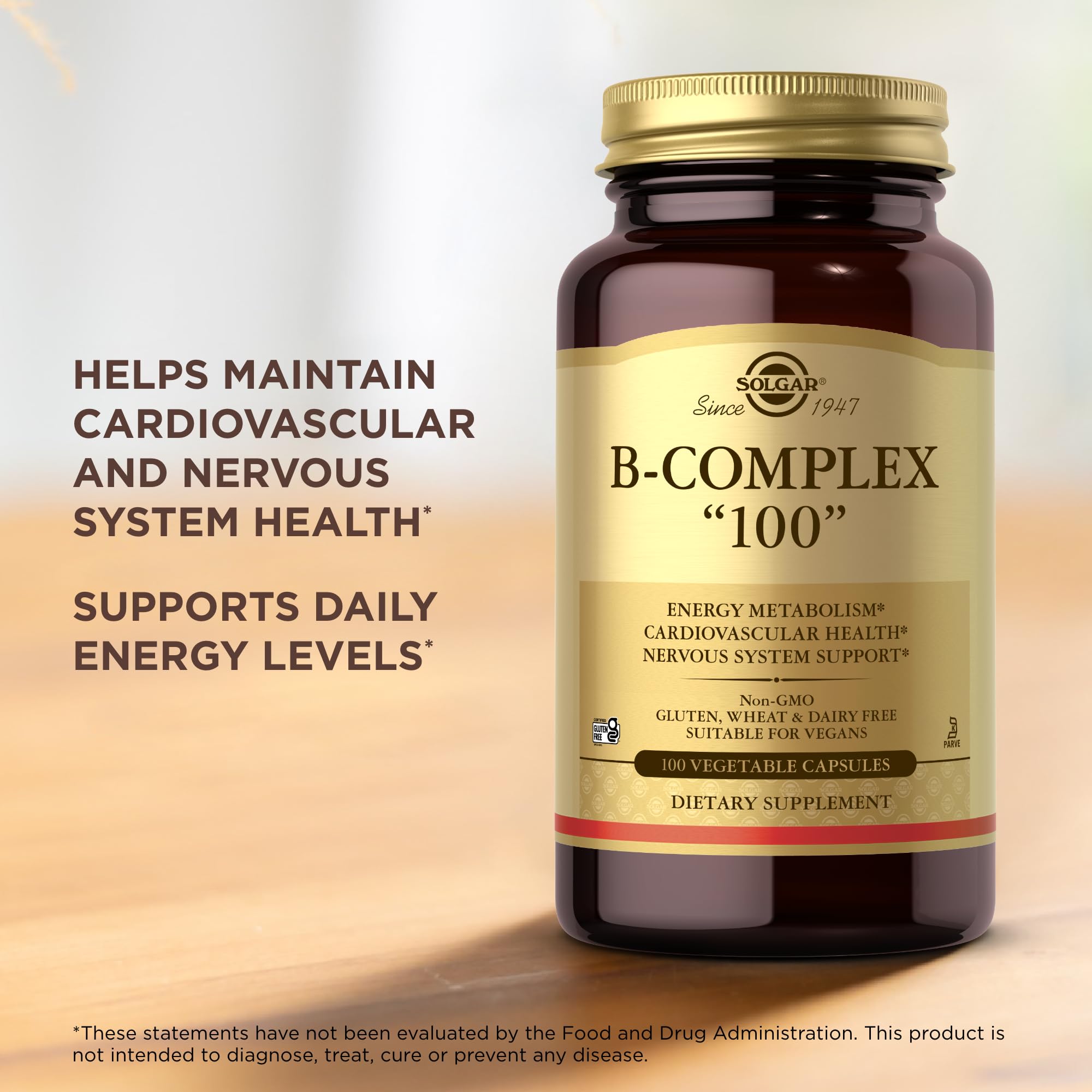 Solgar B-Complex 100 nutrition facts panel