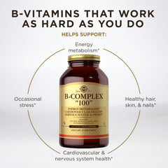 Capsules from Solgar B-Complex 100 arranged for photo