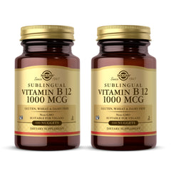 Solgar Sublingual Vitamin B12 1000 mcg bottle and two-pack bundle