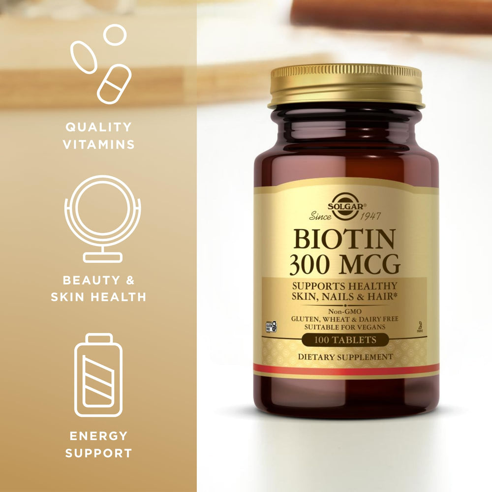 Solgar Biotin 300 mcg 100 tablets pack 2 gluten-free dairy-free