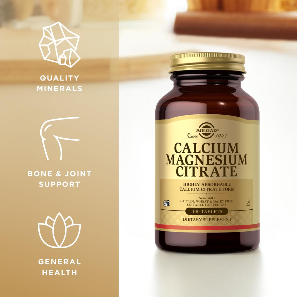 Close-up view of calcium magnesium citrate tablets