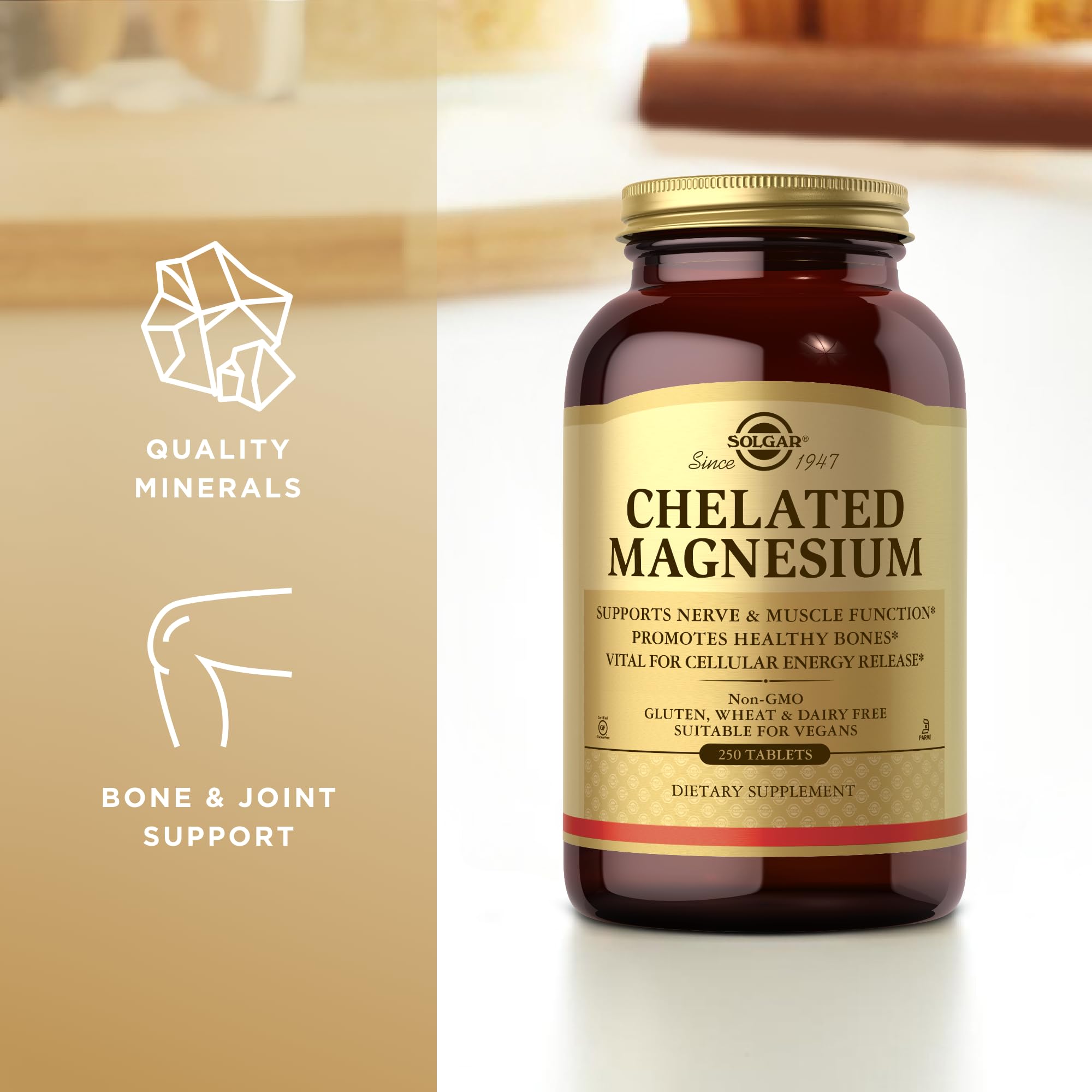 Supplement facts panel for Solgar Chelated Magnesium