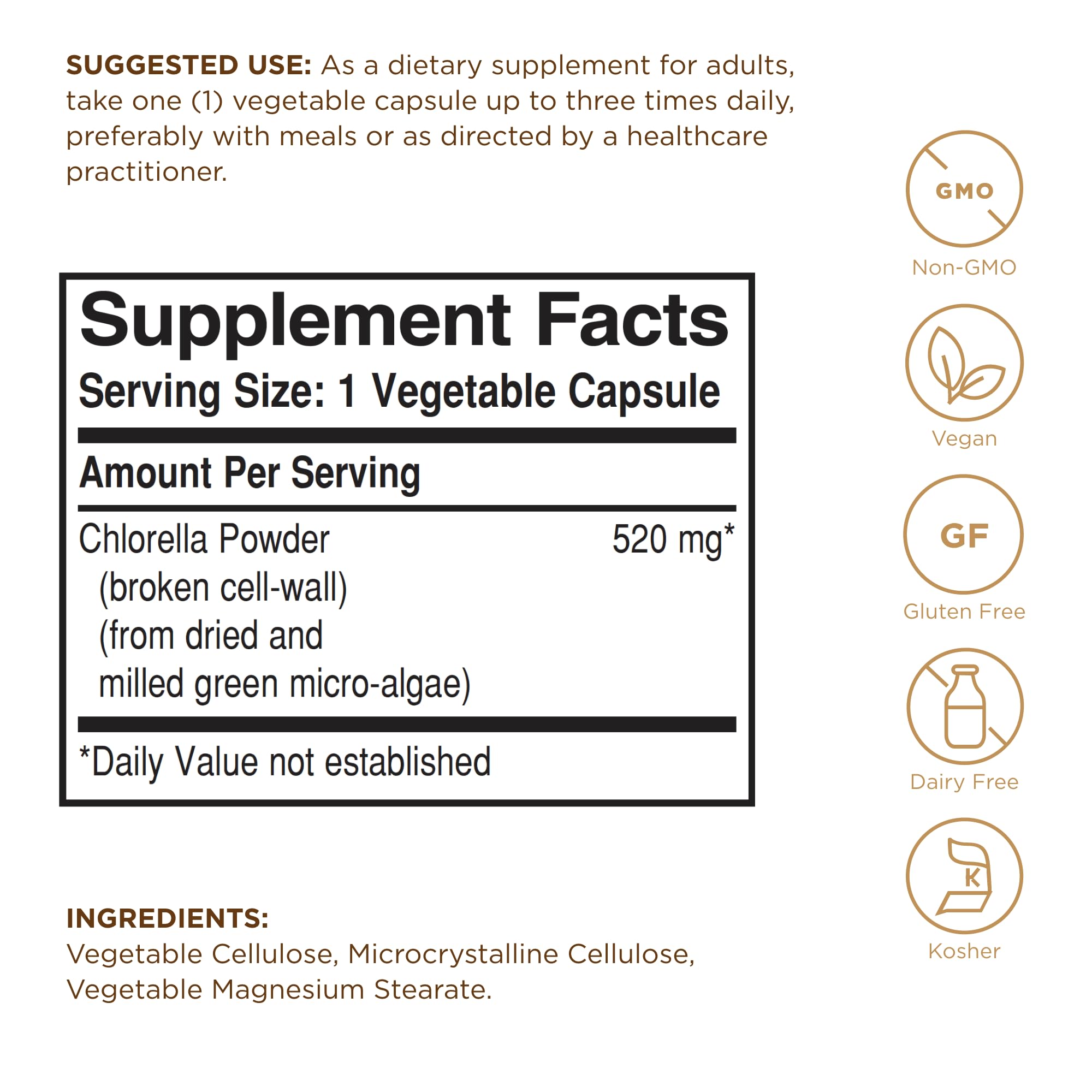 Solgar Chlorella bottle with label