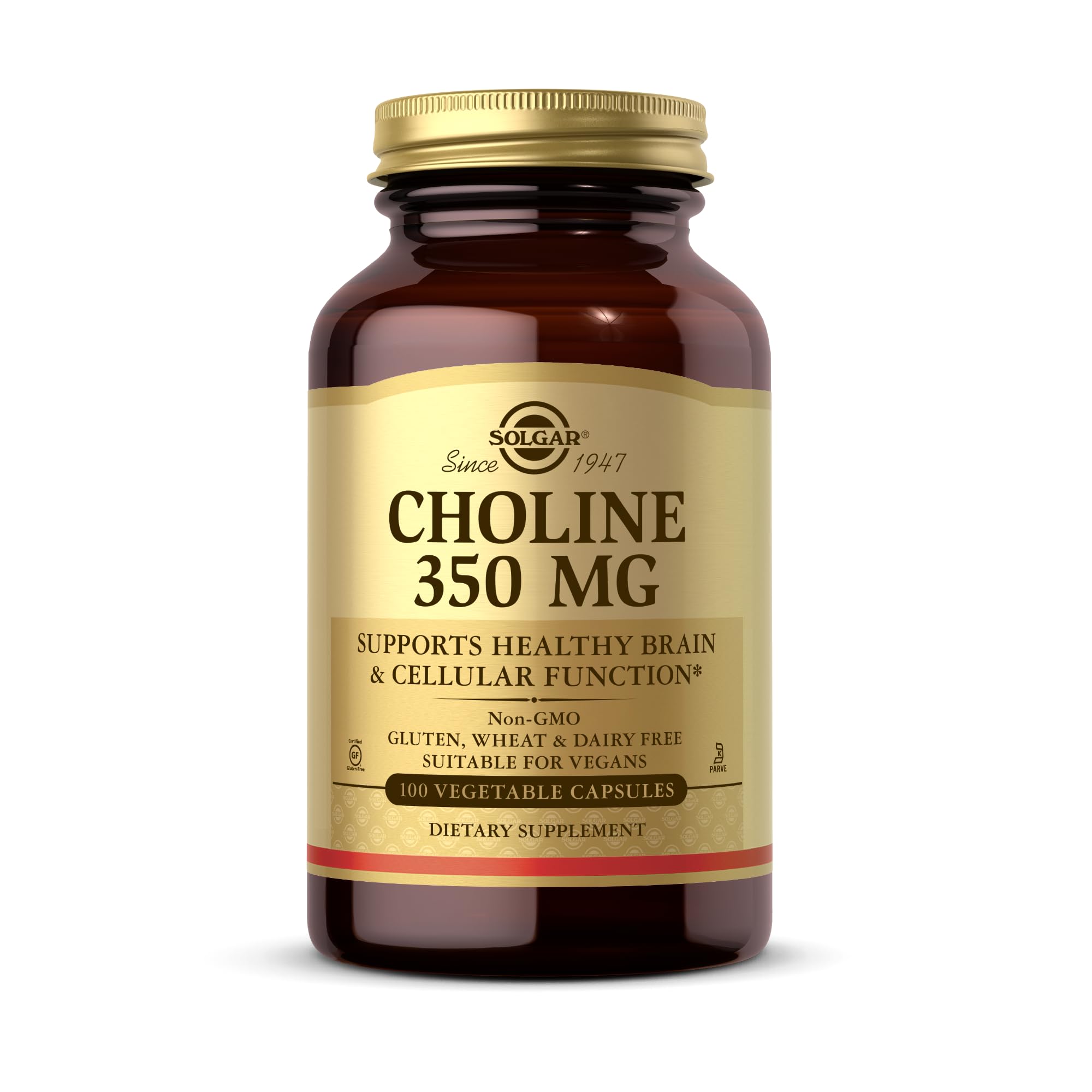 Solgar Choline 350 mg Vegetable Capsules bottle with label