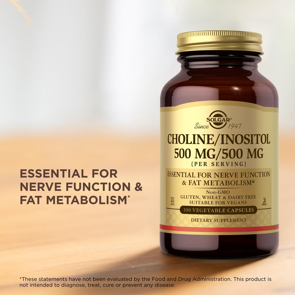 Nutrition facts panel for Solgar Choline/Inositol