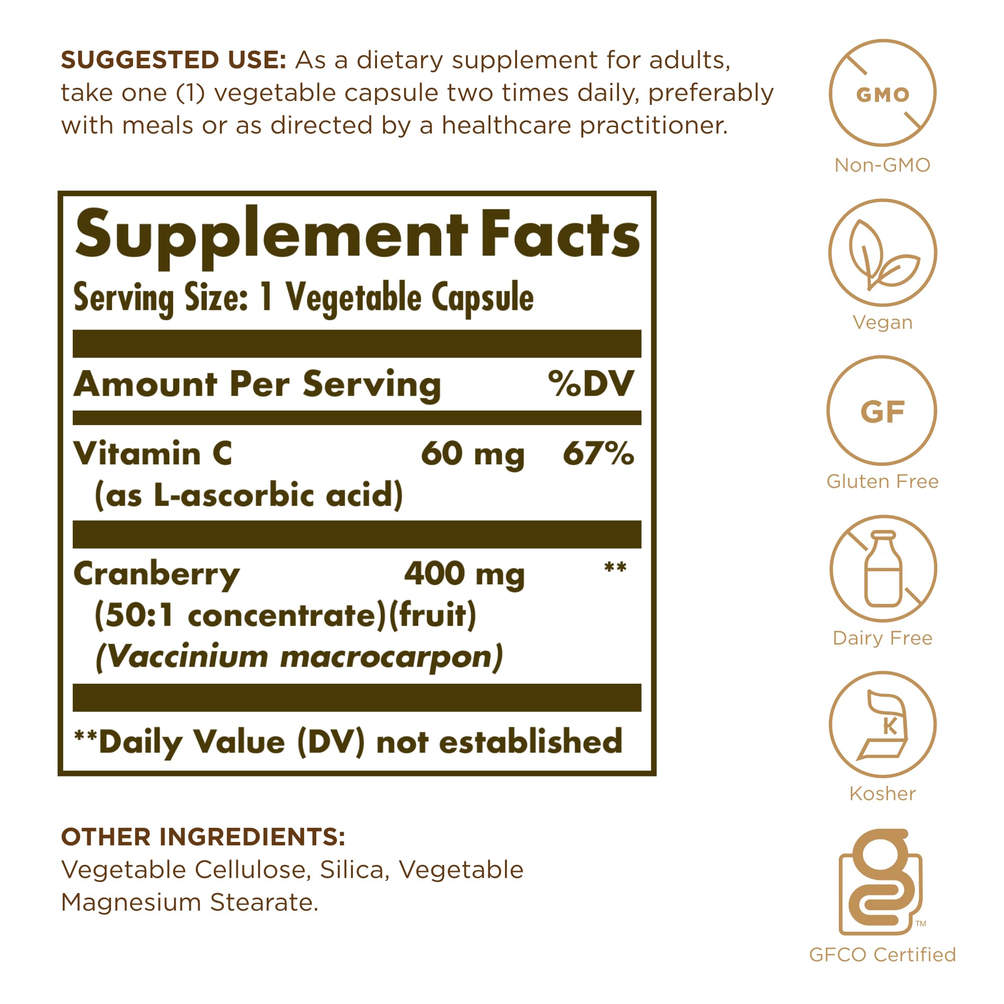 Solgar Cranberry with Vitamin C 60 Vcaps 3-pack packaging