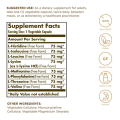Solgar Essential Amino Complex bottle close-up label