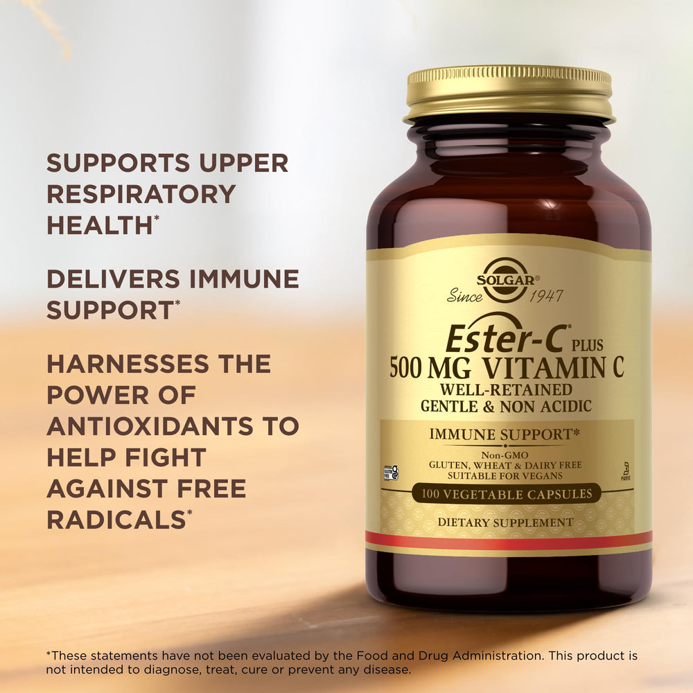 Solgar Ester-C Plus vitamin C capsules advertised for immune support