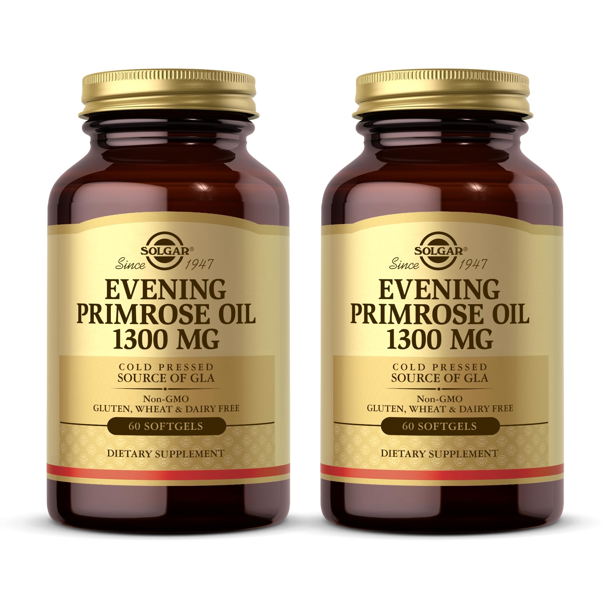 Solgar Evening Primrose Oil 1300 mg bottle with 60 softgels per bottle, pack of 2
