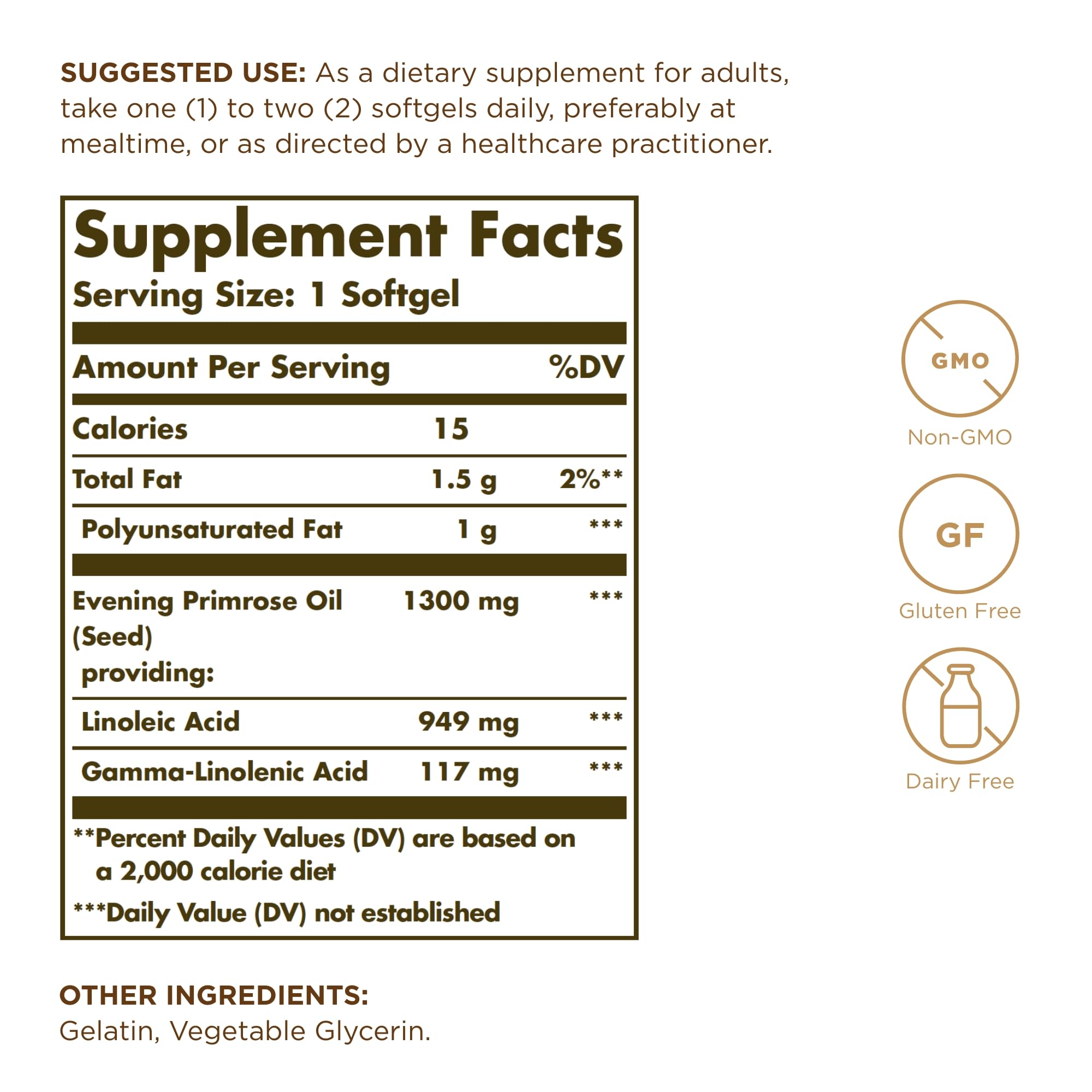 Close-up of Solgar Evening Primrose Oil softgels