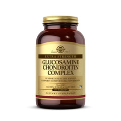 Solgar extra-strength glucosamine chondroitin bottle front for daily joint support.