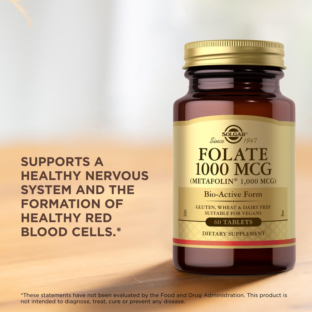 Solgar Folate Metafolin bottle back label showing nutrition facts