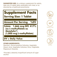 Solgar Folate 1000 mcg Metafolin pack shot