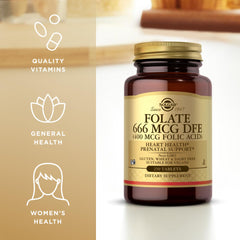 Solgar Folate 666 mcg DFE supplement facts and ingredients