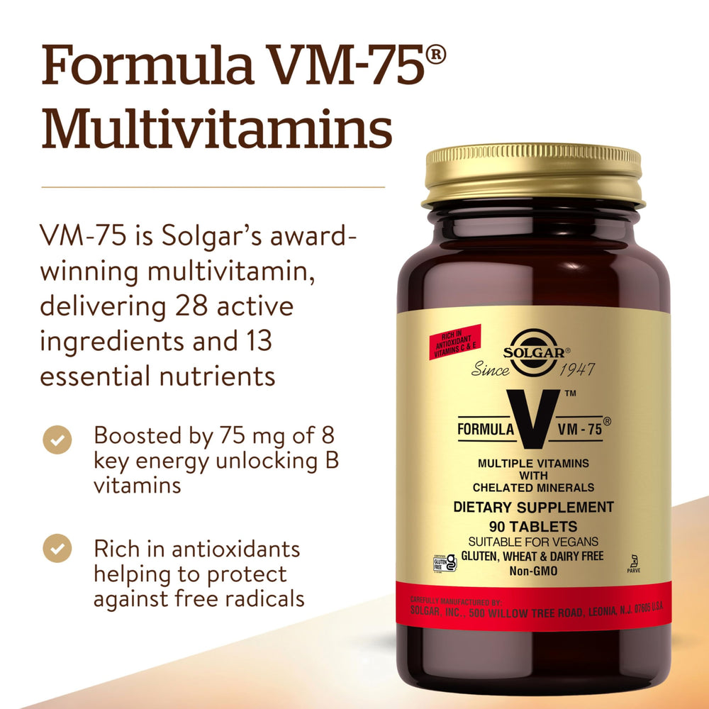 Solgar VM-75 nutrition facts panel